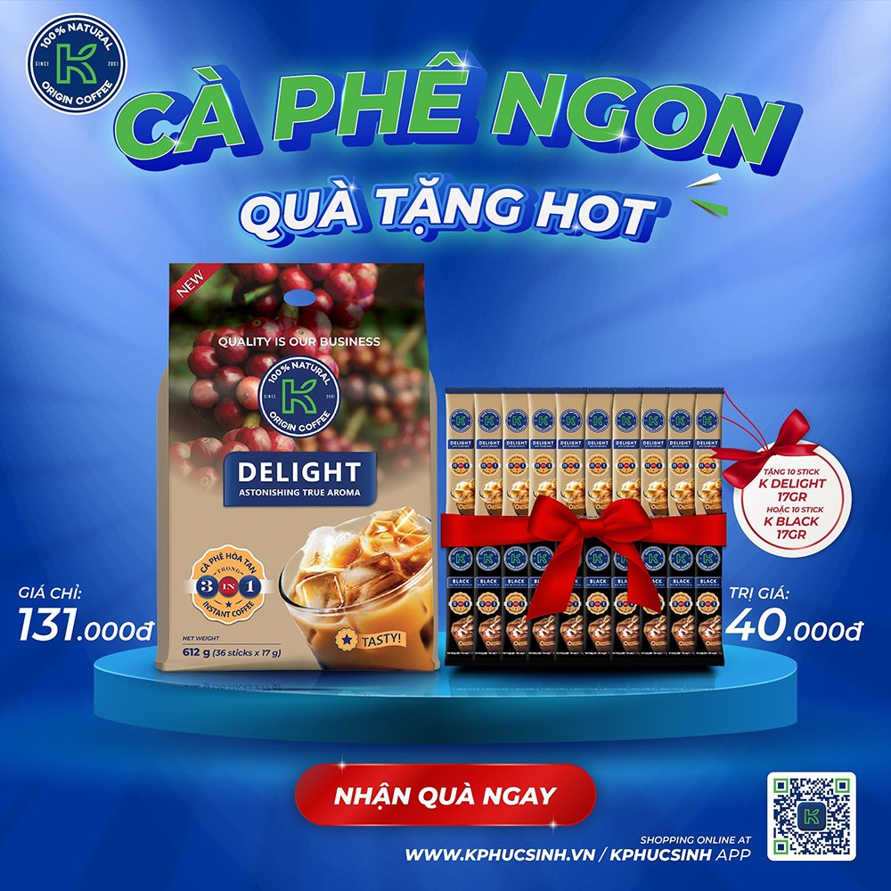 CÀ PHÊ K DELIGHT 3 IN 1 - 612 G