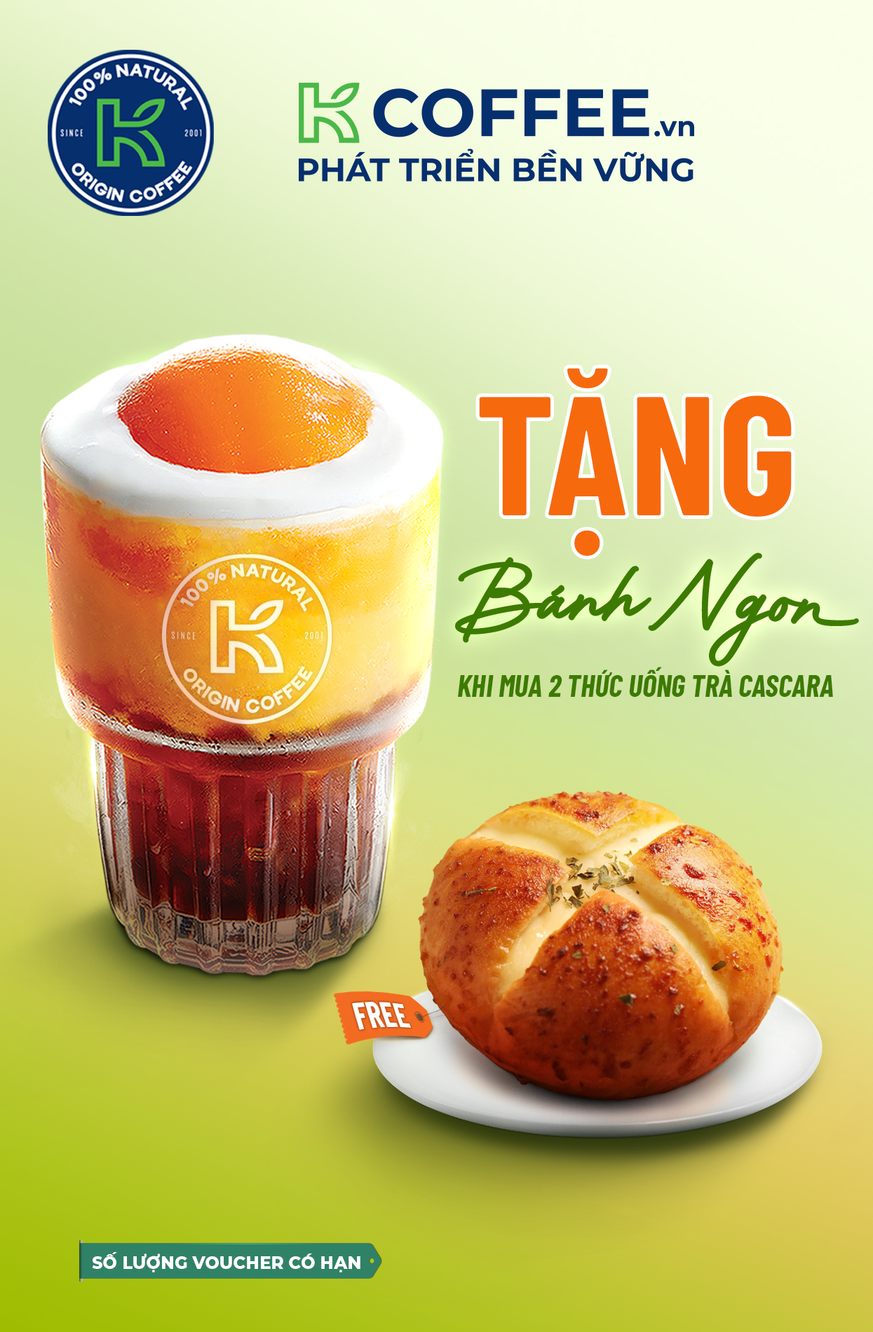 [EVOUCHER] TẶNG 1 BÁNH 35K KHI MUA 02 TRÀ CASCARA