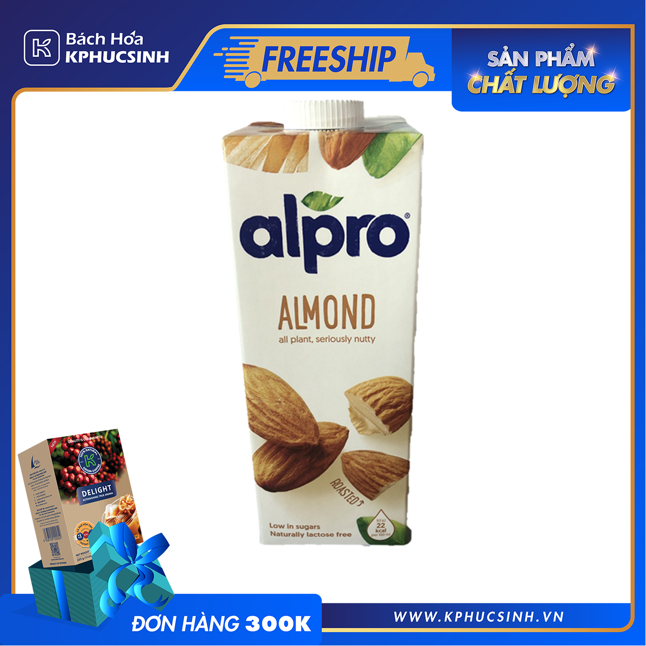 Sữa hạnh nhân nguyên chất hiệu Alpro 1L