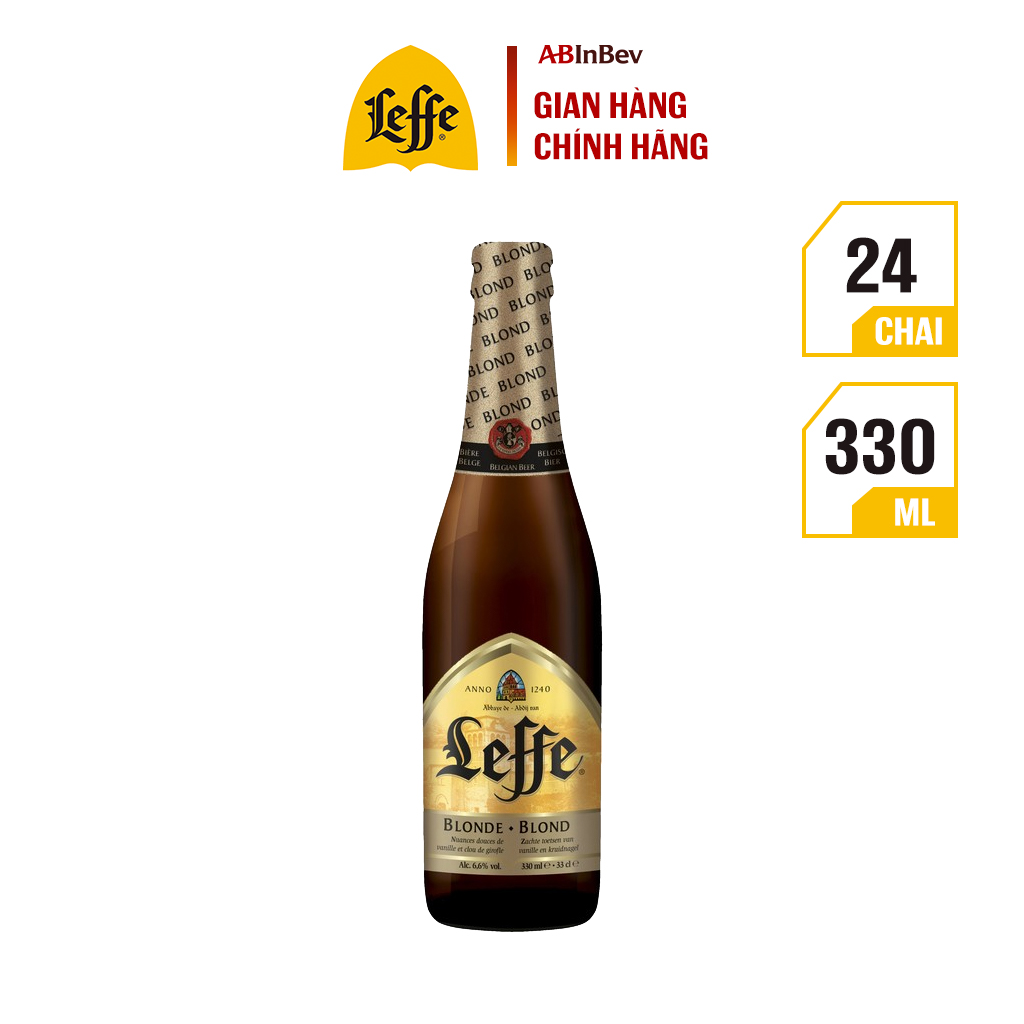 Bia Leffe Blonde - Thùng 24 chai 330ml
