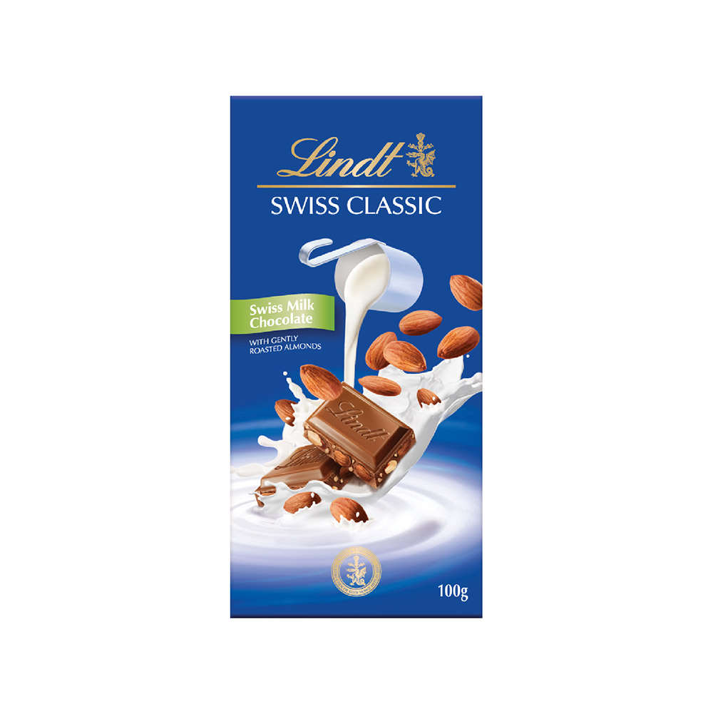 Sô-cô-la Lindt Swiss Classic sữa nhân hạnh nhân 100g