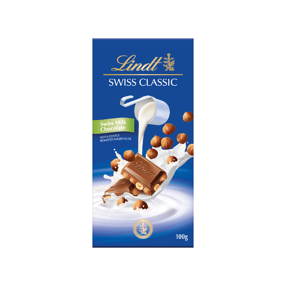 Sô-cô-la Lindt Swiss Classic sữa nhân hạt dẻ 100g