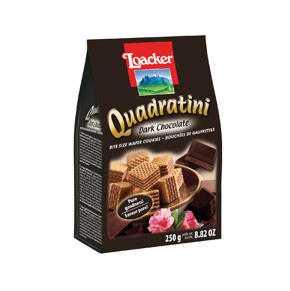 Bánh xốp Quadratini sô cô la đắng hiệu Loacker 250g