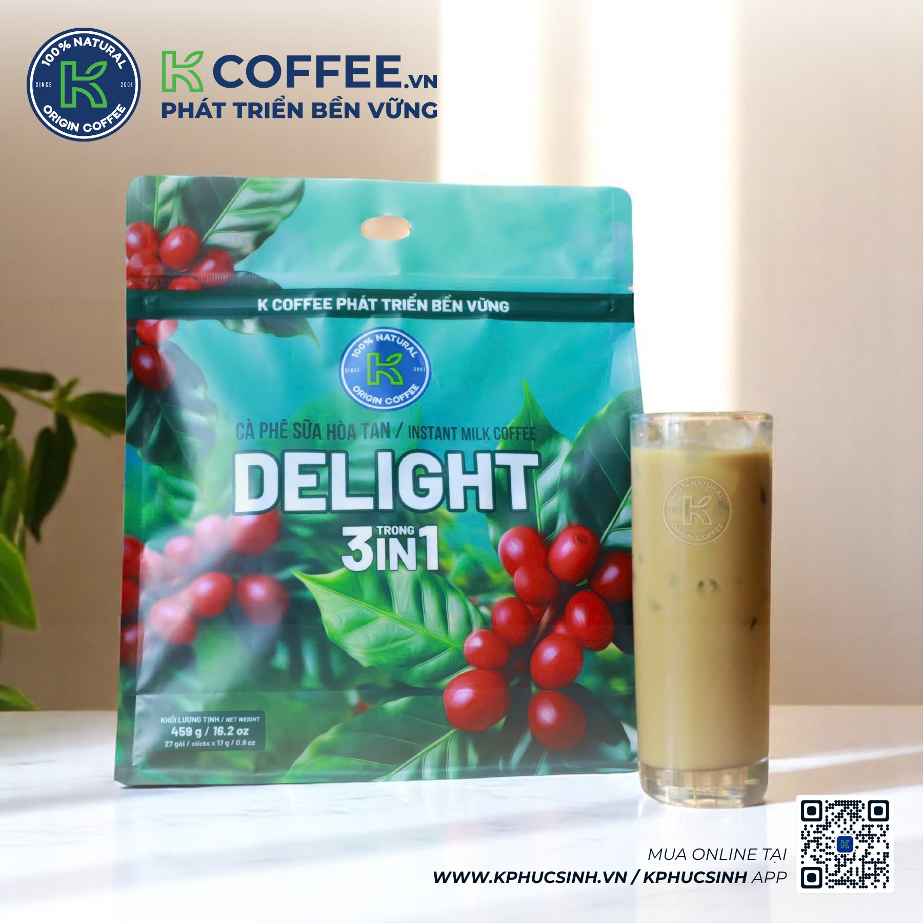 Có gì trong ly Cà phê hòa tan 3IN1 K DELIGHT 459G?