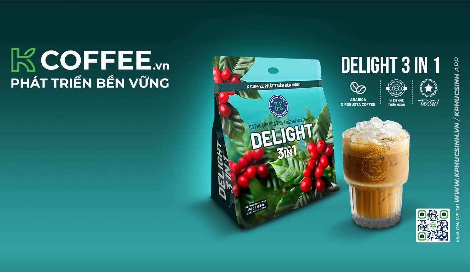 Bật năng lượng với cà phê hòa tan sữa K DELIGHT 459G