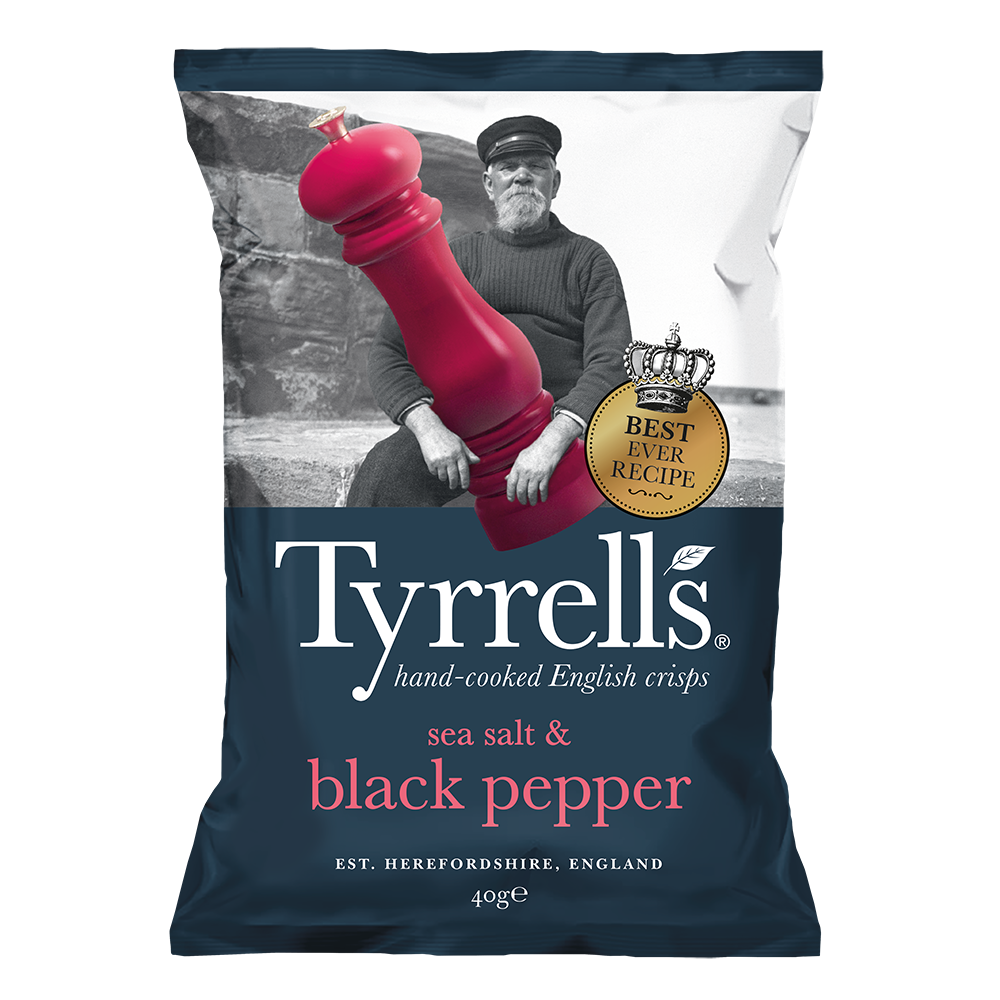 Khoai tây chiên Tyrrells Sea salted black pepper hand cooked crips 40g